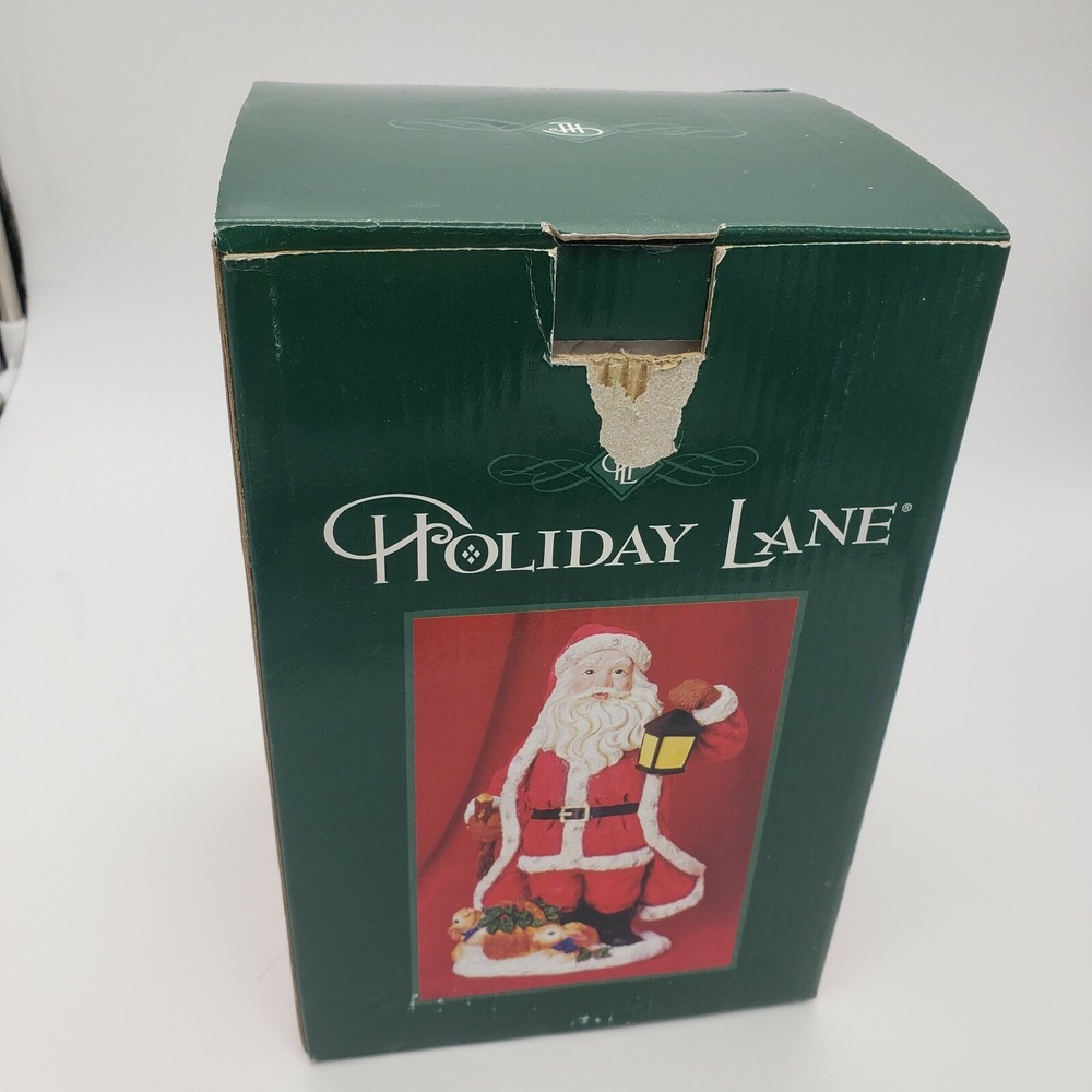 Holiday Lane Poly Resin‎ Woodland Santa W/ Lantern Christmas  8" Complete In Box - Picture 10 of 11
